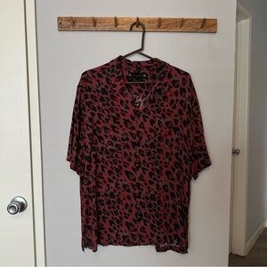 Men’s All Saints Red Leopard Button Down